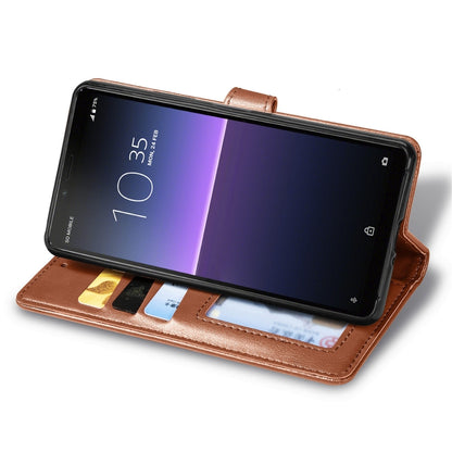 For Sony Xperia 10 II Retro Solid Color Leather Buckle Phone Case with Lanyard & Photo Frame & Card Slot & Wallet & Stand Function, For Sony Xperia 10 II
