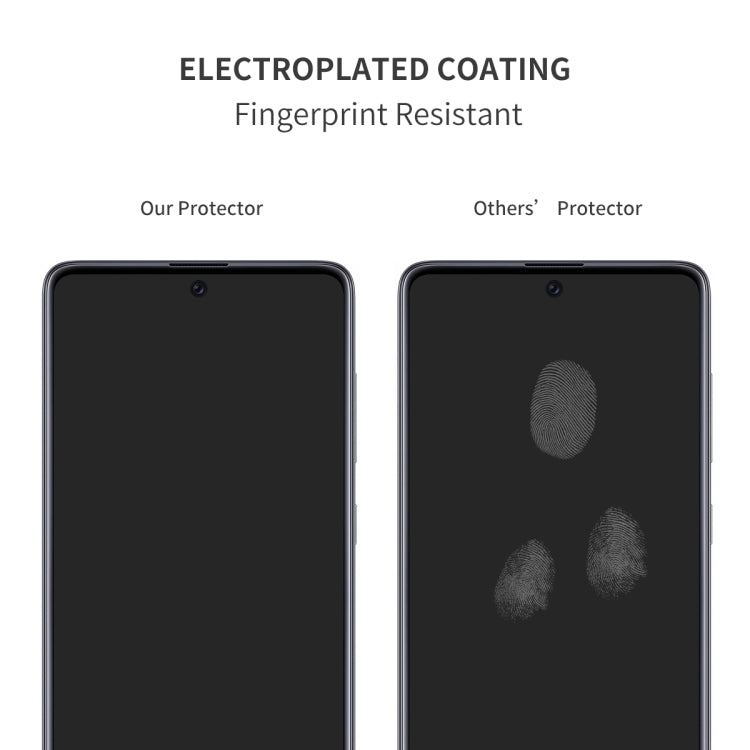 Tempered glass screen protector for a smartphone, with fingerprint-resistant coating