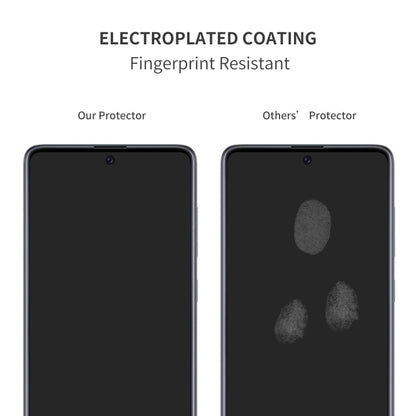 Tempered glass screen protector for a smartphone, with fingerprint-resistant coating