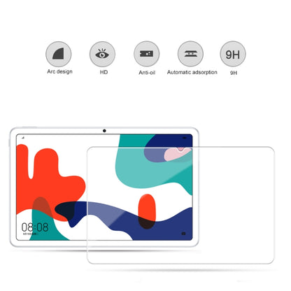 Tablet tempered glass screen protector film with 9H hardness icons and rounded edges