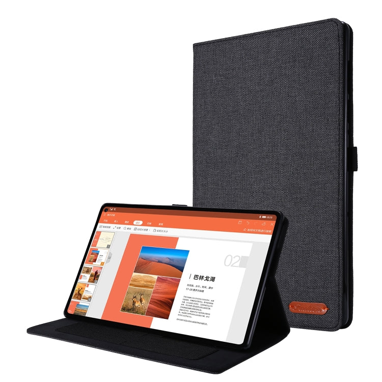 Horizontal Flip TPU + Fabric PU Leather Protective Case with Name Card Clip, For Lenovo M10 Plus