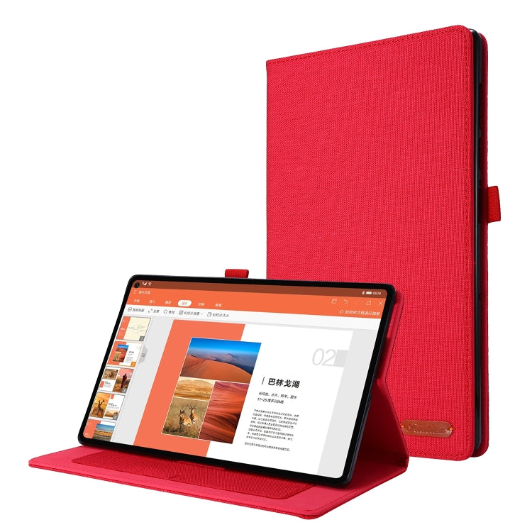 Horizontal Flip TPU + Fabric PU Leather Protective Case with Name Card Clip, For Lenovo M10 Plus