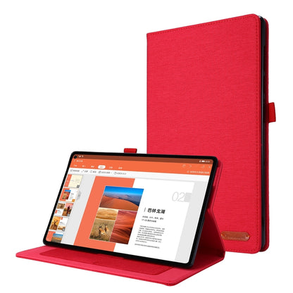 Horizontal Flip TPU + Fabric PU Leather Protective Case with Name Card Clip, For Lenovo M10 Plus