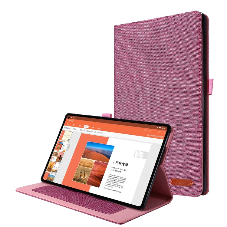 Horizontal Flip TPU + Fabric PU Leather Protective Case with Name Card Clip, For Lenovo M10 Plus
