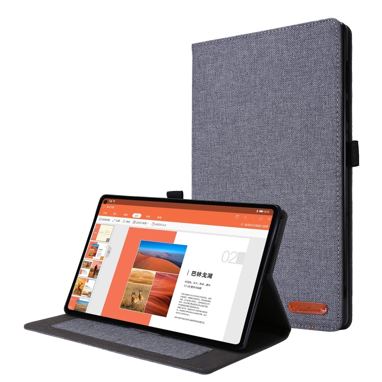 Horizontal Flip TPU + Fabric PU Leather Protective Case with Name Card Clip, For Lenovo M10 Plus