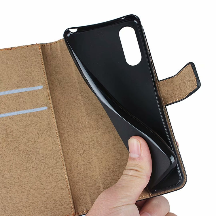 For Sony Xperia 10 II Leather Horizontal Flip Holster With Magnetic Clasp and Bracket and Card Slot and Wallet