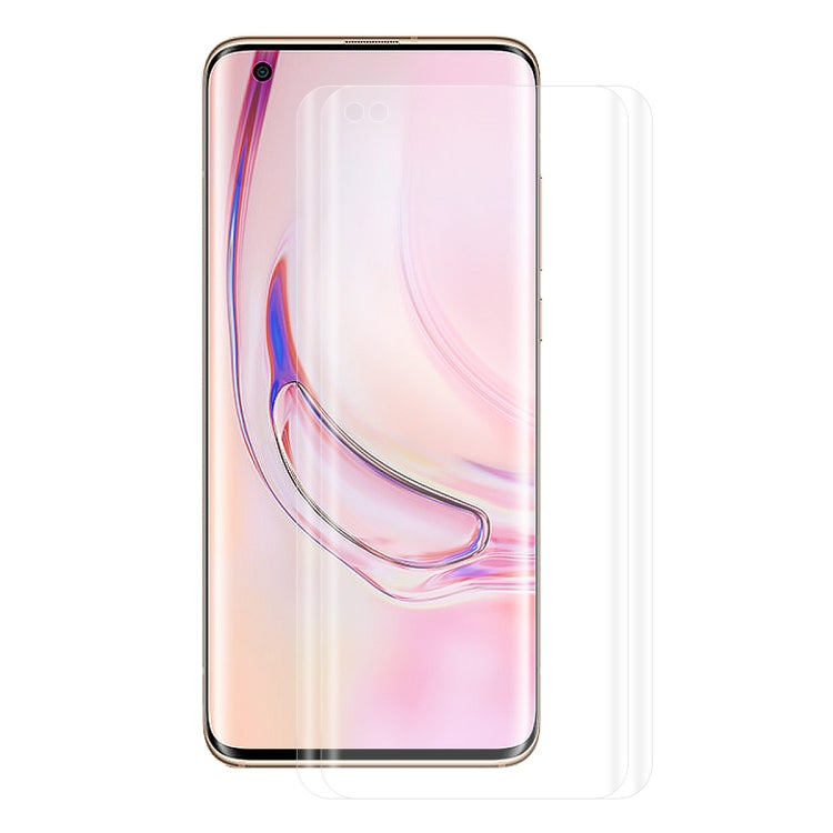 Two-pack curved transparent screen protector film with PET soft edge