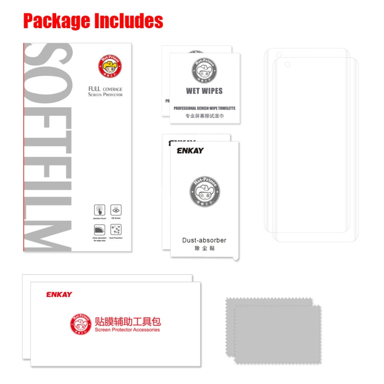 Screen protector package includes screen film, wet wipes, dust absorber, and tools