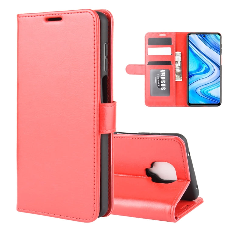 Red leather flip phone case with card slots and wallet pocket