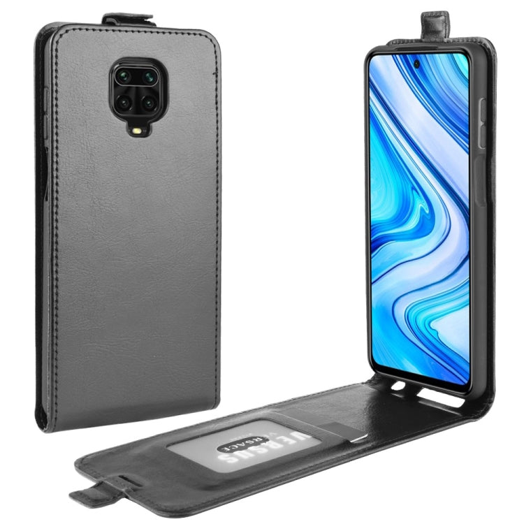 Gray vertical flip leather phone case with card slot opening for Xiaomi Redmi Note 9 Pro