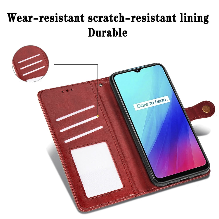 Burgundy folio leather phone case with card slot cutout and magnetic closure