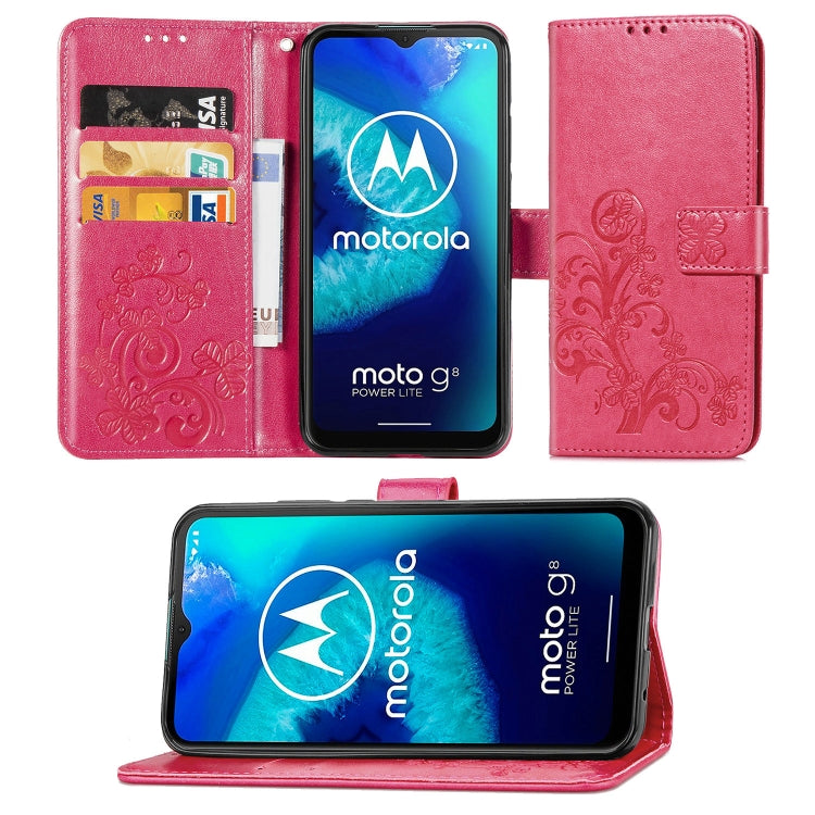 Rose leather phone wallet case with card slots, visible phone screen, and flip cover