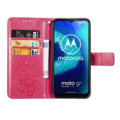 Rose leather phone wallet case opened with card slots and embossed floral panel