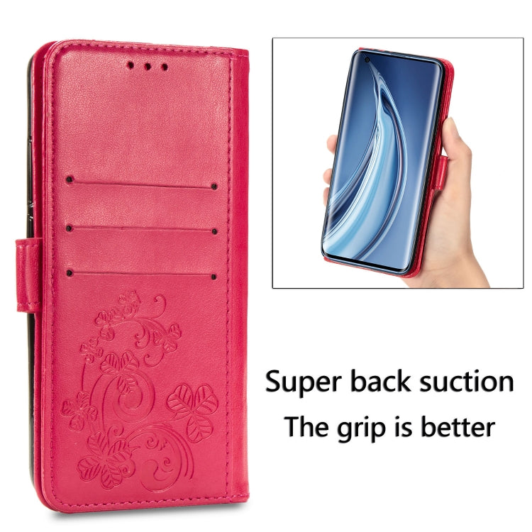 Rose leather phone wallet case interior with card slots and embossed floral detail