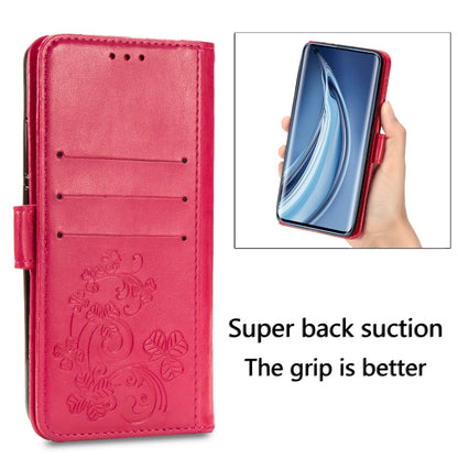 Rose leather phone wallet case interior with card slots and embossed floral detail