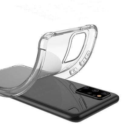 Transparent TPU phone case with reinforced corners and side button openings