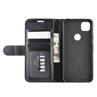 Google Pixel 4a flip case with dual card slots and phone protection, black leather-style