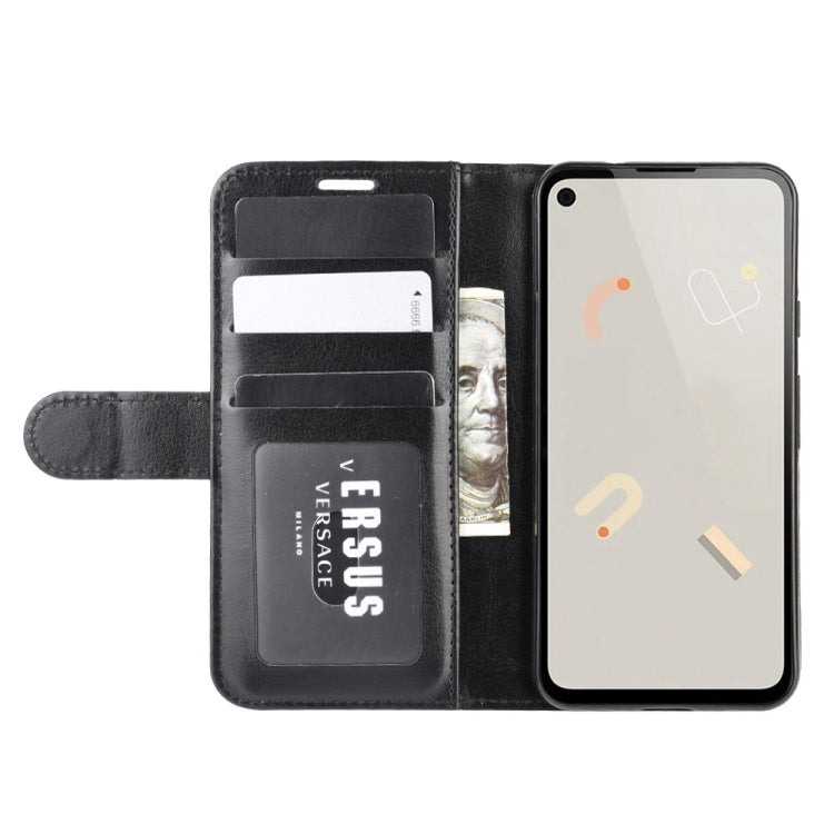 Google Pixel 4a wallet flip case with card slots and front camera cutout, black