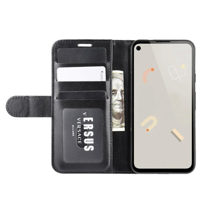 Google Pixel 4a wallet flip case with card slots and front camera cutout, black