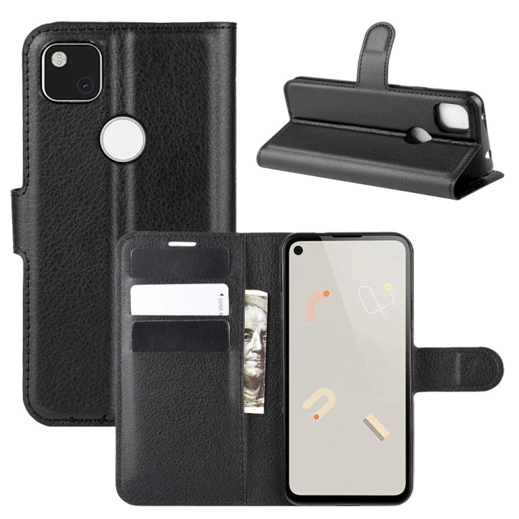 Flip protective case for Google Pixel 4a with card slots and wallet holder, black