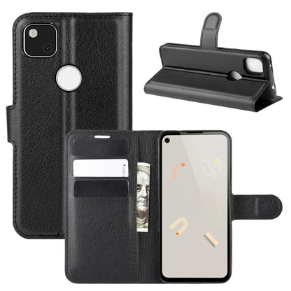 Flip protective case for Google Pixel 4a with card slots, stand, and wallet holder, black