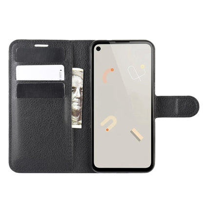 Flip wallet case for Google Pixel 4a with card slots and phone pocket, black front view