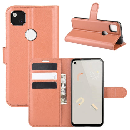 Flip wallet protective case for Google Pixel 4a, peach rose litchi texture, card slots