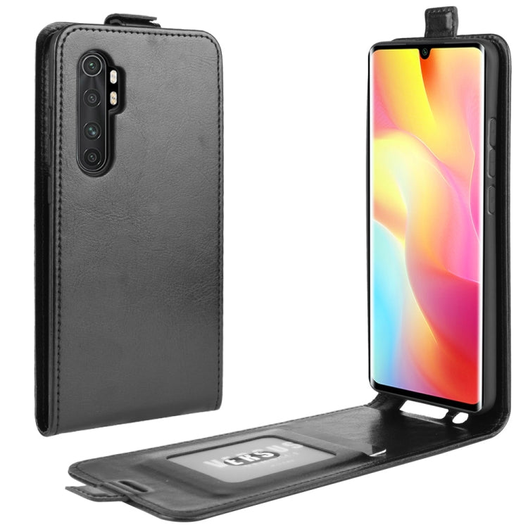 Black leather flip phone case with card slot and photo window, vertical flip design