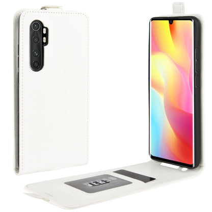 White leather flip phone case with card slot and photo window, vertical flip design