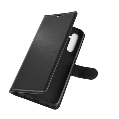 Slim flip phone case with textured black cover and open back cutout