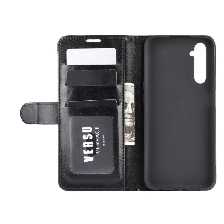 Black flip wallet phone case open view with card holder pocket and protective back