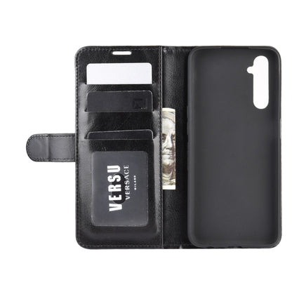Black flip wallet phone case open view with card holder pocket and protective back