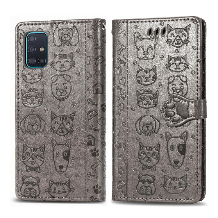 Lovely Cat and Dog Embossing Pattern Horizontal Flip Leather Case , with Holder & Card Slots & Wallet & Cartoon Clasp & Lanyard, For Galaxy A51 5G, For Galaxy A71 5G, For Galaxy S10 Lite & A91 & M80s, For Galaxy M11, For Galaxy A01, For Galaxy A11     ...