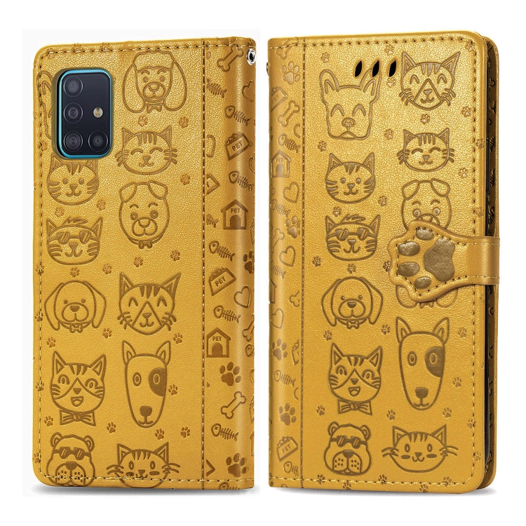 Lovely Cat and Dog Embossing Pattern Horizontal Flip Leather Case , with Holder & Card Slots & Wallet & Cartoon Clasp & Lanyard, For Galaxy A51 5G, For Galaxy A71 5G, For Galaxy S10 Lite & A91 & M80s, For Galaxy M11, For Galaxy A01, For Galaxy A11     ...