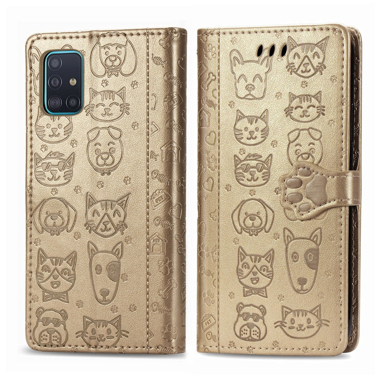 Lovely Cat and Dog Embossing Pattern Horizontal Flip Leather Case , with Holder & Card Slots & Wallet & Cartoon Clasp & Lanyard, For Galaxy A51 5G, For Galaxy A71 5G, For Galaxy S10 Lite & A91 & M80s, For Galaxy M11, For Galaxy A01, For Galaxy A11     ...