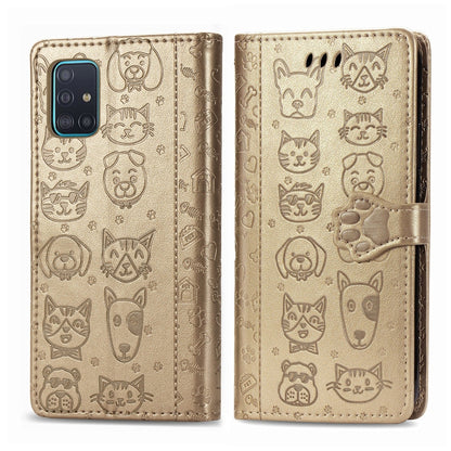 Lovely Cat and Dog Embossing Pattern Horizontal Flip Leather Case , with Holder & Card Slots & Wallet & Cartoon Clasp & Lanyard, For Galaxy A51 5G, For Galaxy A71 5G, For Galaxy S10 Lite & A91 & M80s, For Galaxy M11, For Galaxy A01, For Galaxy A11     ...