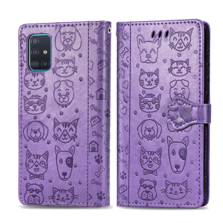 Lovely Cat and Dog Embossing Pattern Horizontal Flip Leather Case , with Holder & Card Slots & Wallet & Cartoon Clasp & Lanyard, For Galaxy A51 5G, For Galaxy A71 5G, For Galaxy S10 Lite & A91 & M80s, For Galaxy M11, For Galaxy A01, For Galaxy A11     ...
