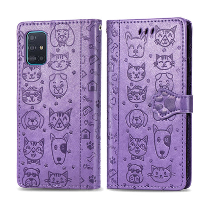 Lovely Cat and Dog Embossing Pattern Horizontal Flip Leather Case , with Holder & Card Slots & Wallet & Cartoon Clasp & Lanyard, For Galaxy A51 5G, For Galaxy A71 5G, For Galaxy S10 Lite & A91 & M80s, For Galaxy M11, For Galaxy A01, For Galaxy A11     ...