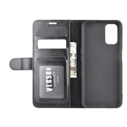 Black open flip phone wallet case showing card slots, holder, and back cover cutout