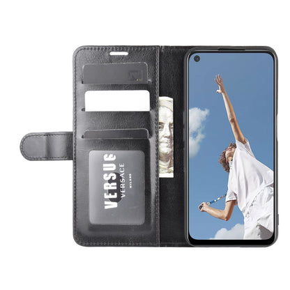 Black flip phone wallet case with card slots and front cover for OPPO A72