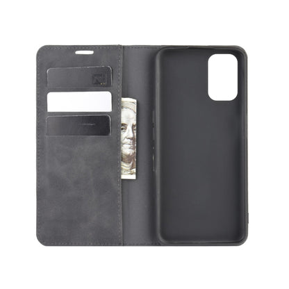 Leather wallet case for OPPO A72 with card slots and interior pocket, dark gray