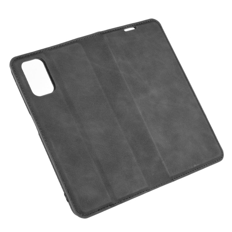 Slim leather wallet case for OPPO A72 with card slot and cutout, dark gray