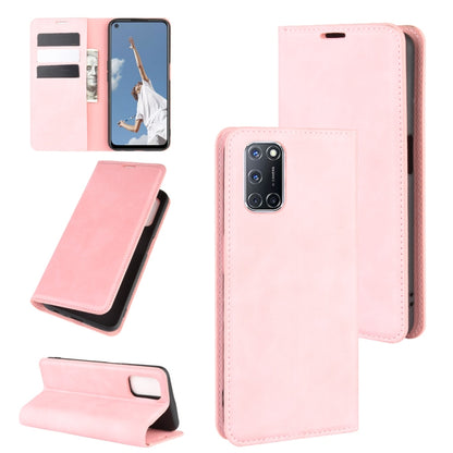 Pink leather phone case wallet with magnetic closure and card slots