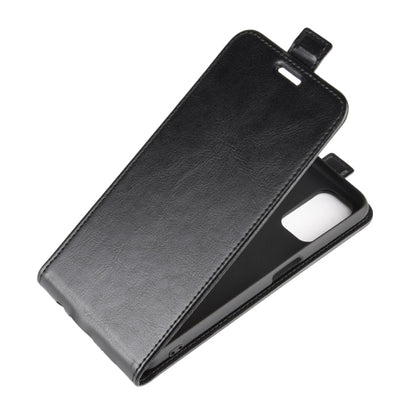 Black leather flip phone case with slim card pocket on the inside flap
