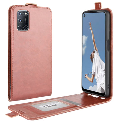 Pink leather flip phone case with card slots and photo window, fits OPPO A72.