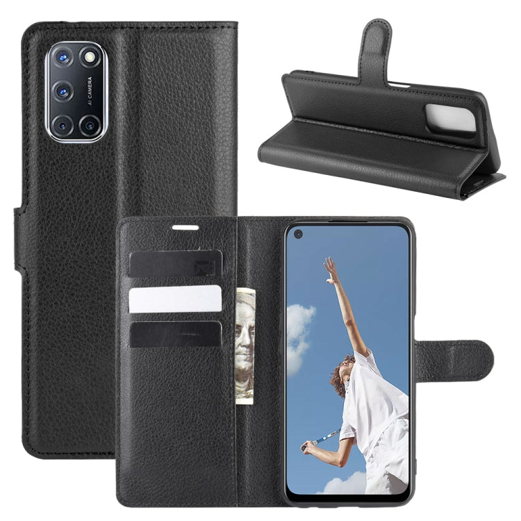 Black horizontal flip protective case with card slots, holder stand, for OPPO A72
