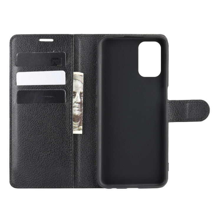Black flip phone case open view with card slots and cutout, for OPPO A72