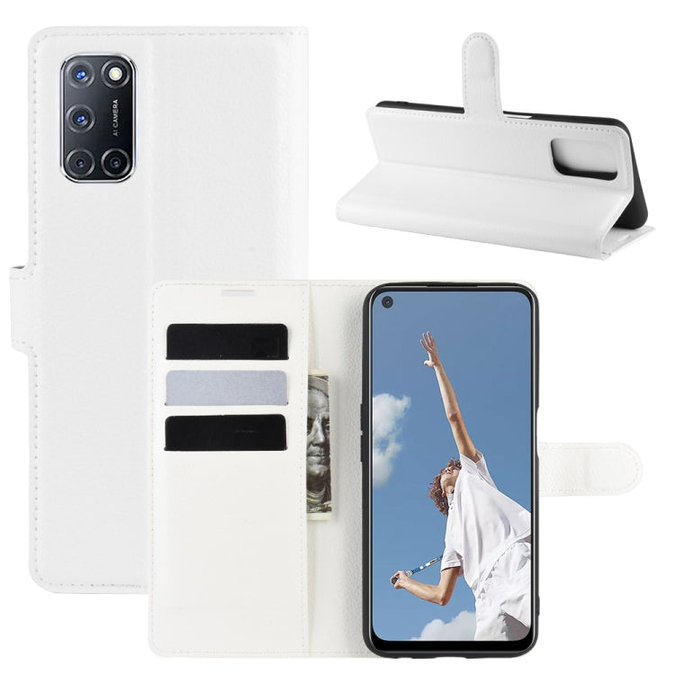 White flip wallet phone case with card slots and stand for OPPO A72