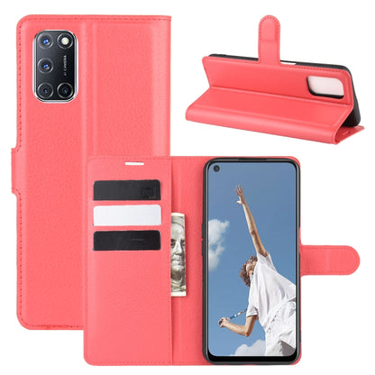 Pink/red flip wallet case with card slots and kickstand for OPPO A72