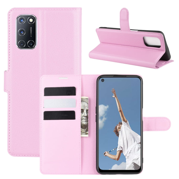 Pink flip wallet case with card slots and stand for OPPO A72
